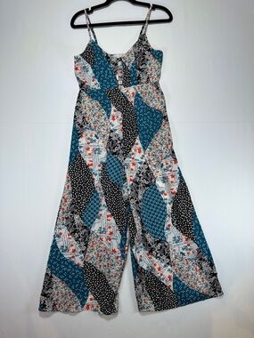 Patrons of Peace Patchwork Print Midi Dress Adjustable Strap Boho Size S